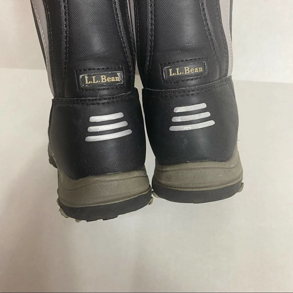 LL‎ Bean Kids Size 1 Snow Tread Winter Boots Black Crisscross Hook & Loop Straps